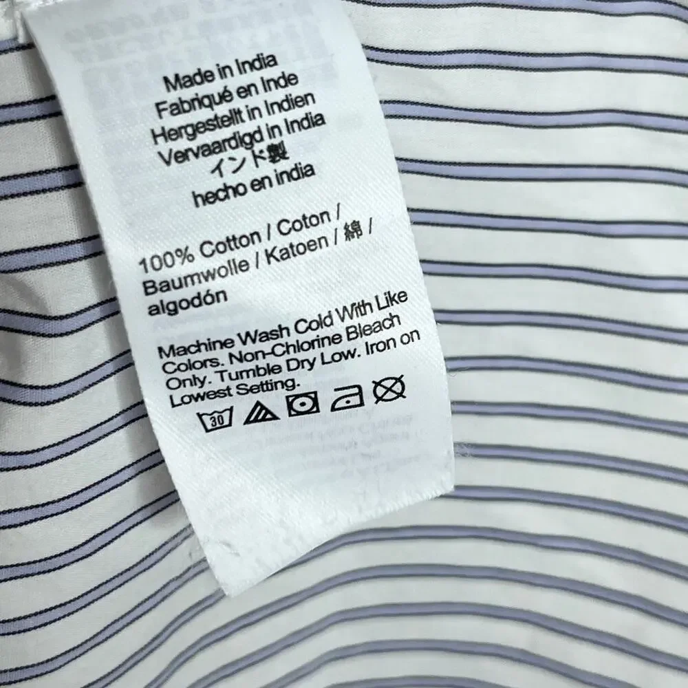 J.Crew Jules Classic Fit Button Up Shirt 8 Blue White Stripe Cotton CN525